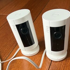 2 Ring White Indoor Security Cameras